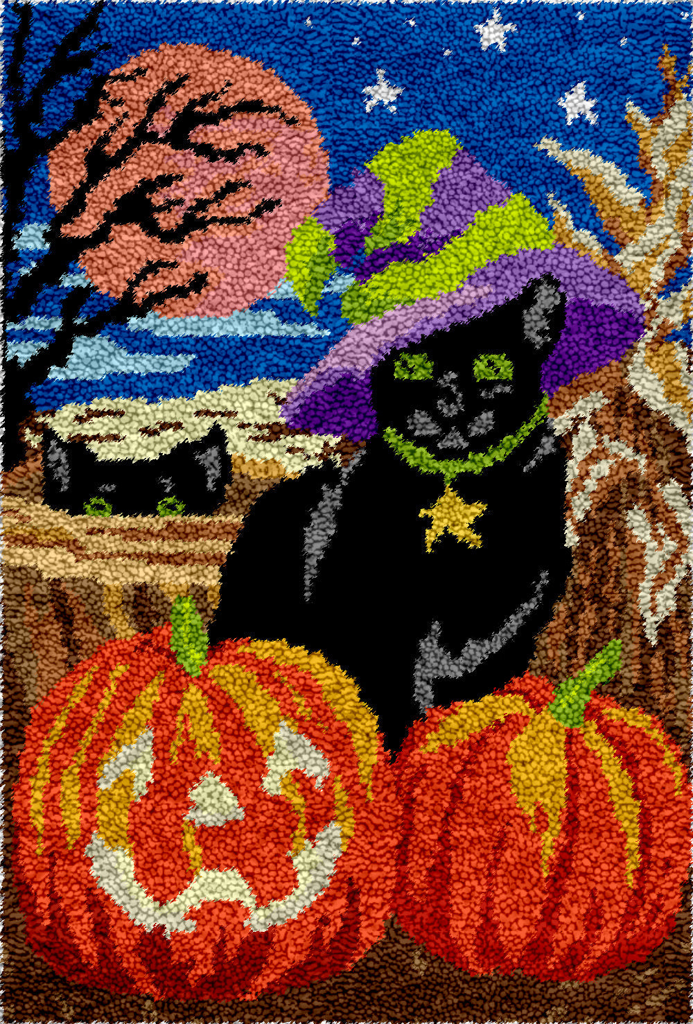 Owl Witches Halloween Rug Latch Hook Kits for Beginners