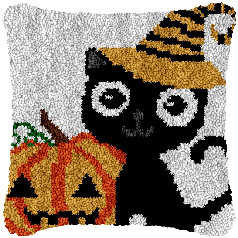 Witch Cat DIY Latch Hook Pillowcase Making Kit For Adults – Latch Hook  Crafts