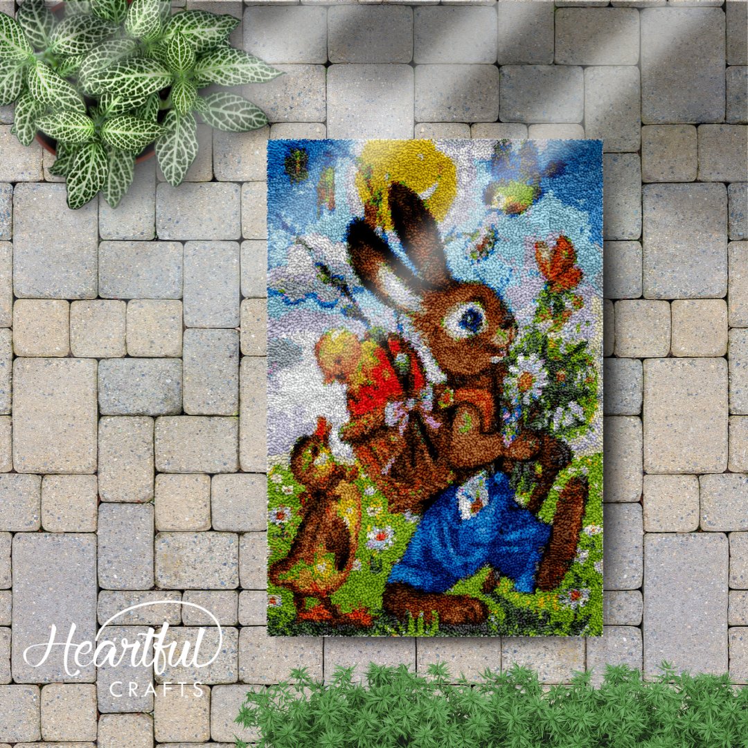 Adventurous Bunny - Latch Hook Rug Kit (US Stock) - Latch Hook Crafts