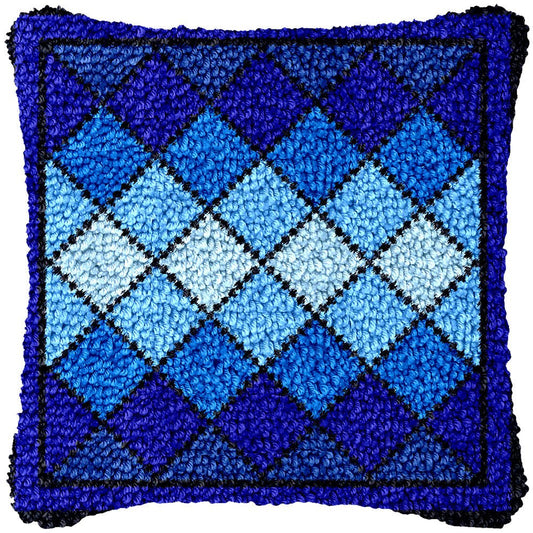 Blue Diamonds - Latch Hook Pillowcase Kit - Latch Hook Crafts