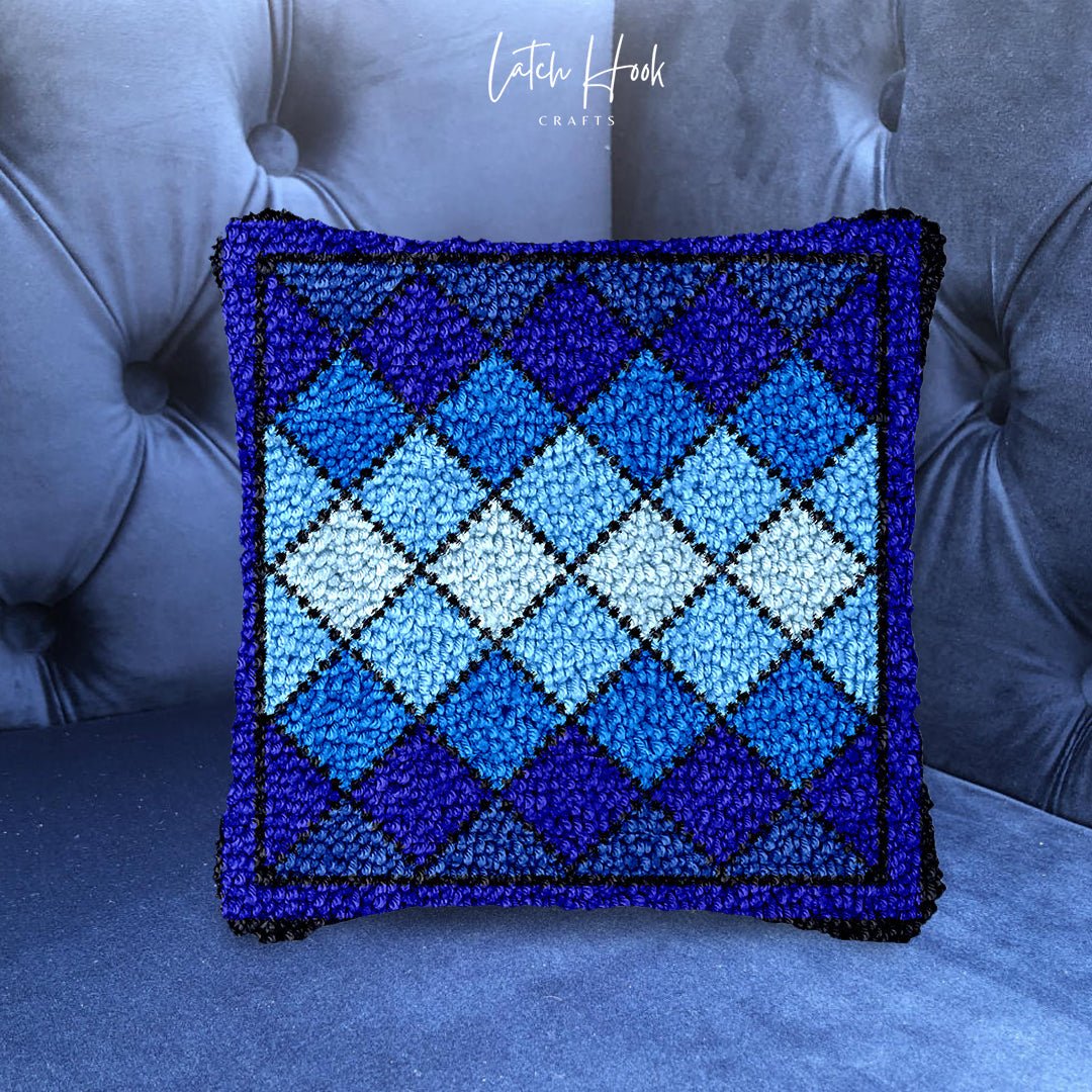 Blue Diamonds - Latch Hook Pillowcase Kit - Latch Hook Crafts