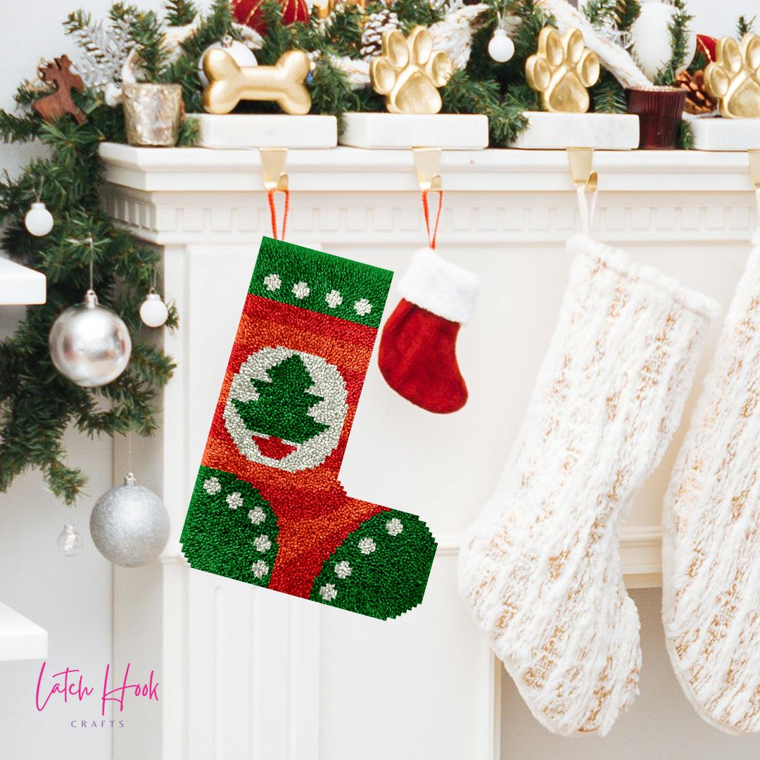 Christmas Tree - Latch Hook Stockings Kit - Latch Hook Crafts