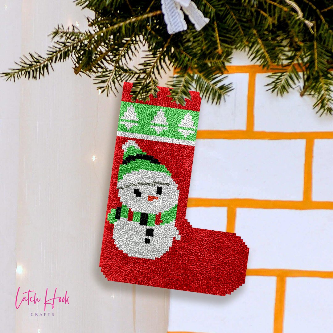 Cozy Snowman - Latch Hook Stockings Kit - Latch Hook Crafts