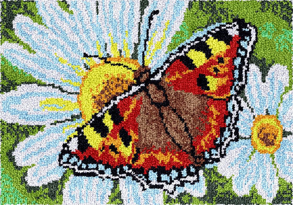 Daisies and Butterfly - Latch Hook Rug Kit - Latch Hook Crafts