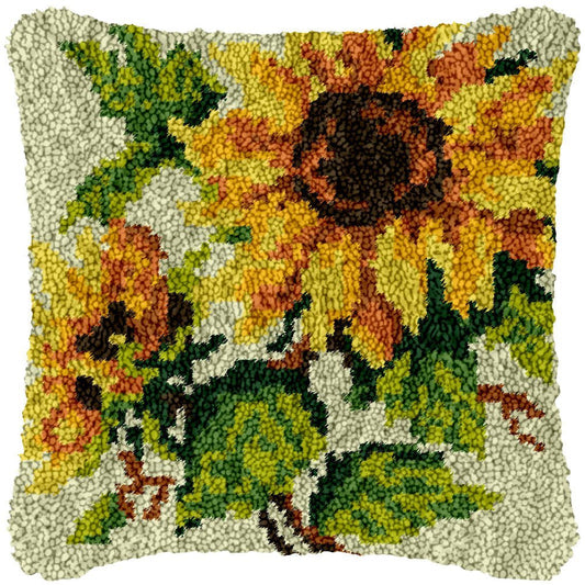 Dark Sunflowers - Latch Hook Pillow Kit (US Stock) - Latch Hook Crafts