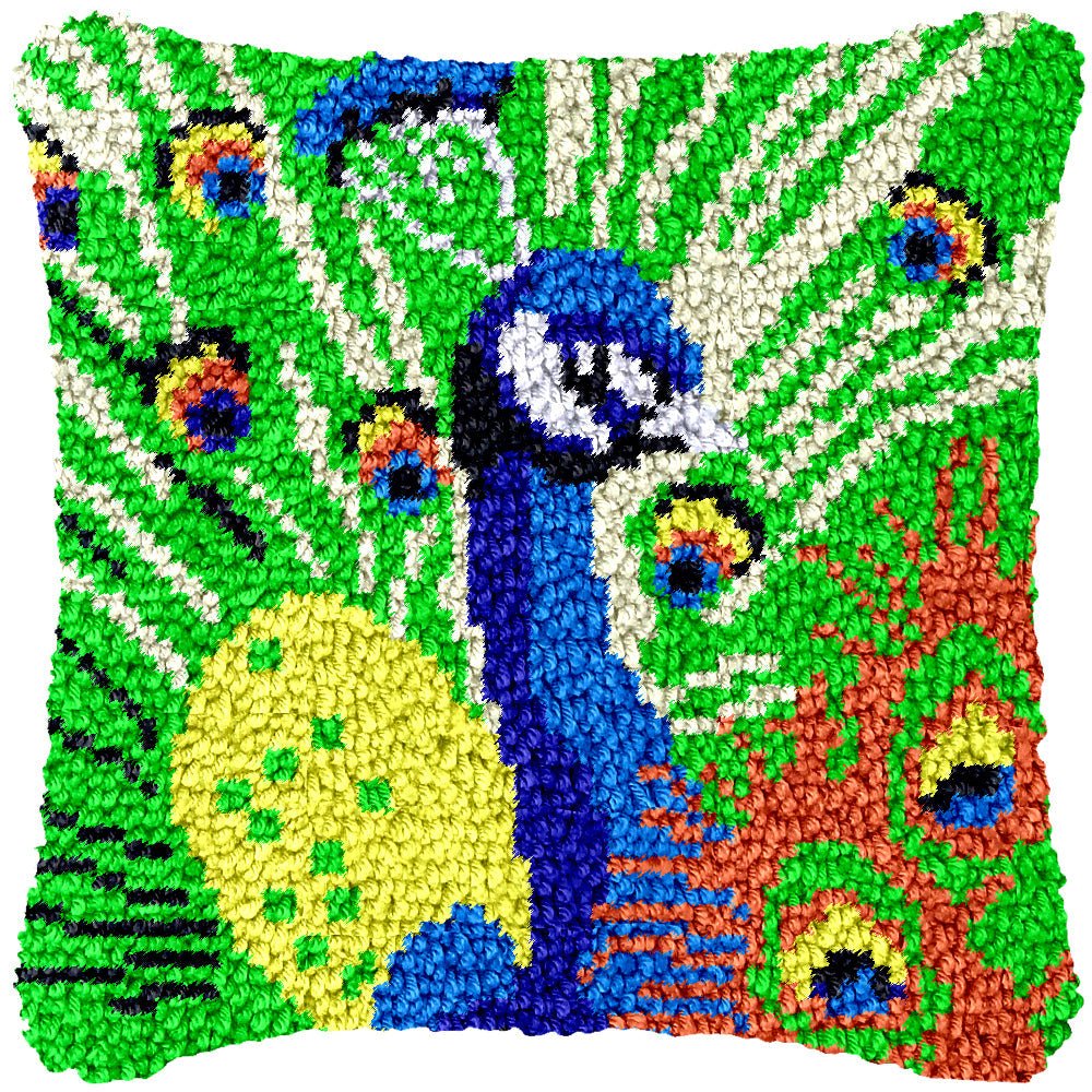 Fabulous Peacock - Latch Hook Pillowcase Kit - Latch Hook Crafts