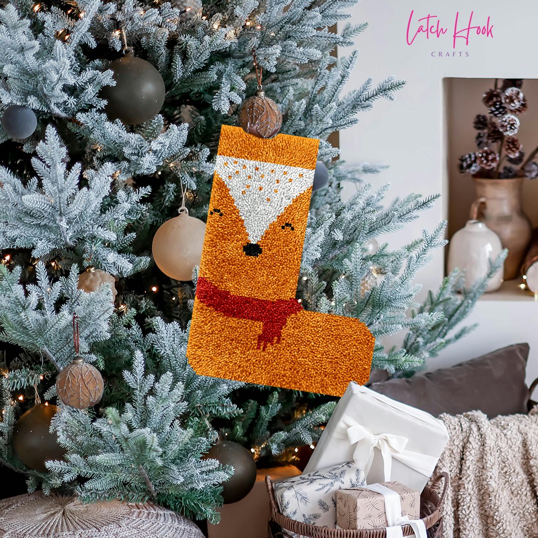 Fox Socks - Latch Hook Stockings Kit - Latch Hook Crafts