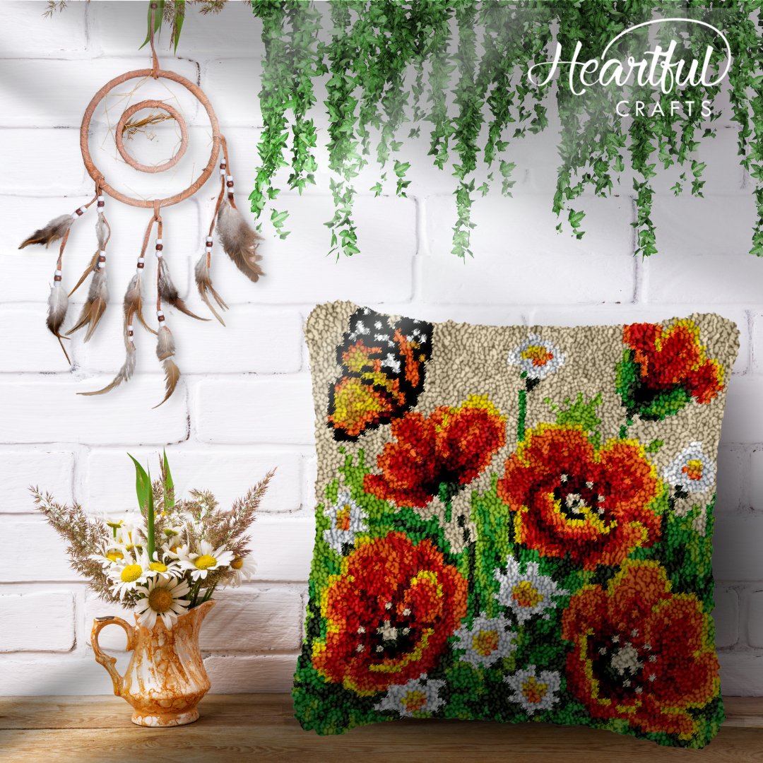 Glowing Marigolds - Latch Hook Pillow Kit (US Stock) - Latch Hook Crafts