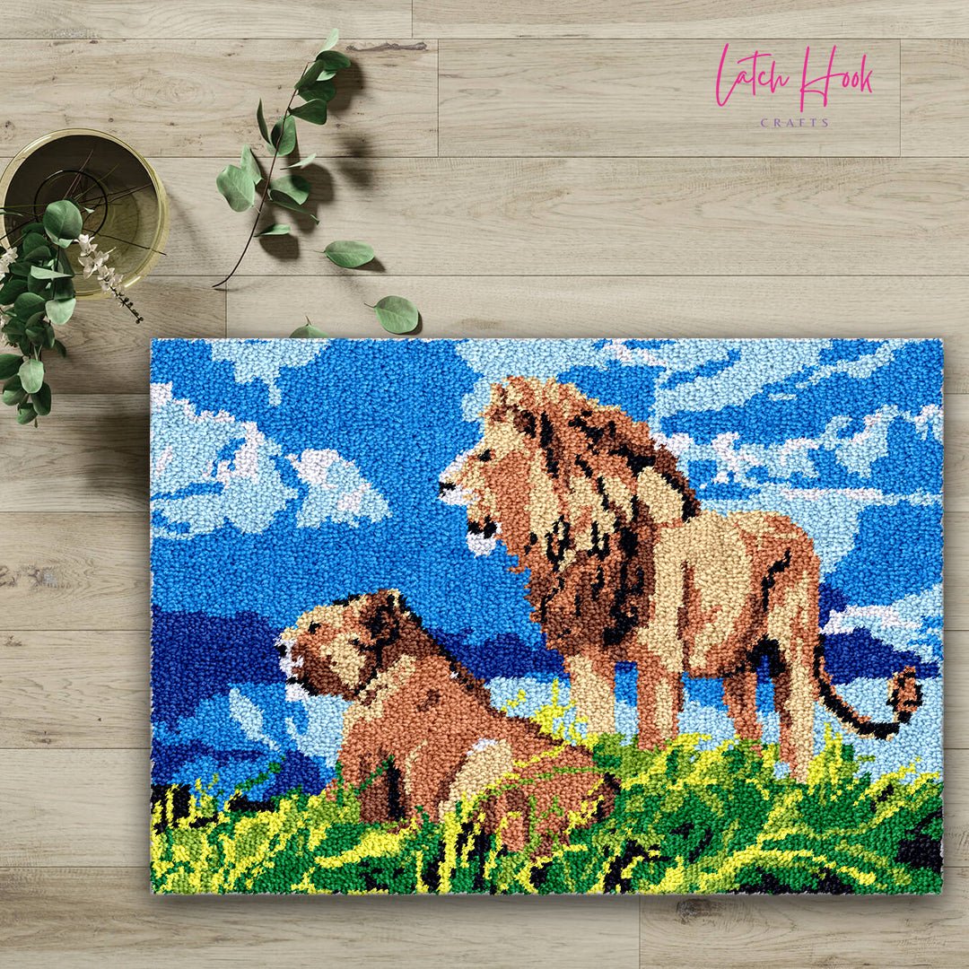 Lioness and her King - Latch Hook Rug Kit - Latch Hook Crafts