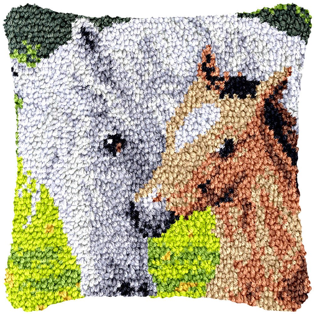 Mare and Foal - Latch Hook Pillowcase Kit - Latch Hook Crafts