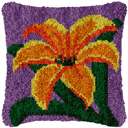 Orange Lily - Latch Hook Pillow Kit (US Stock) - Latch Hook Crafts