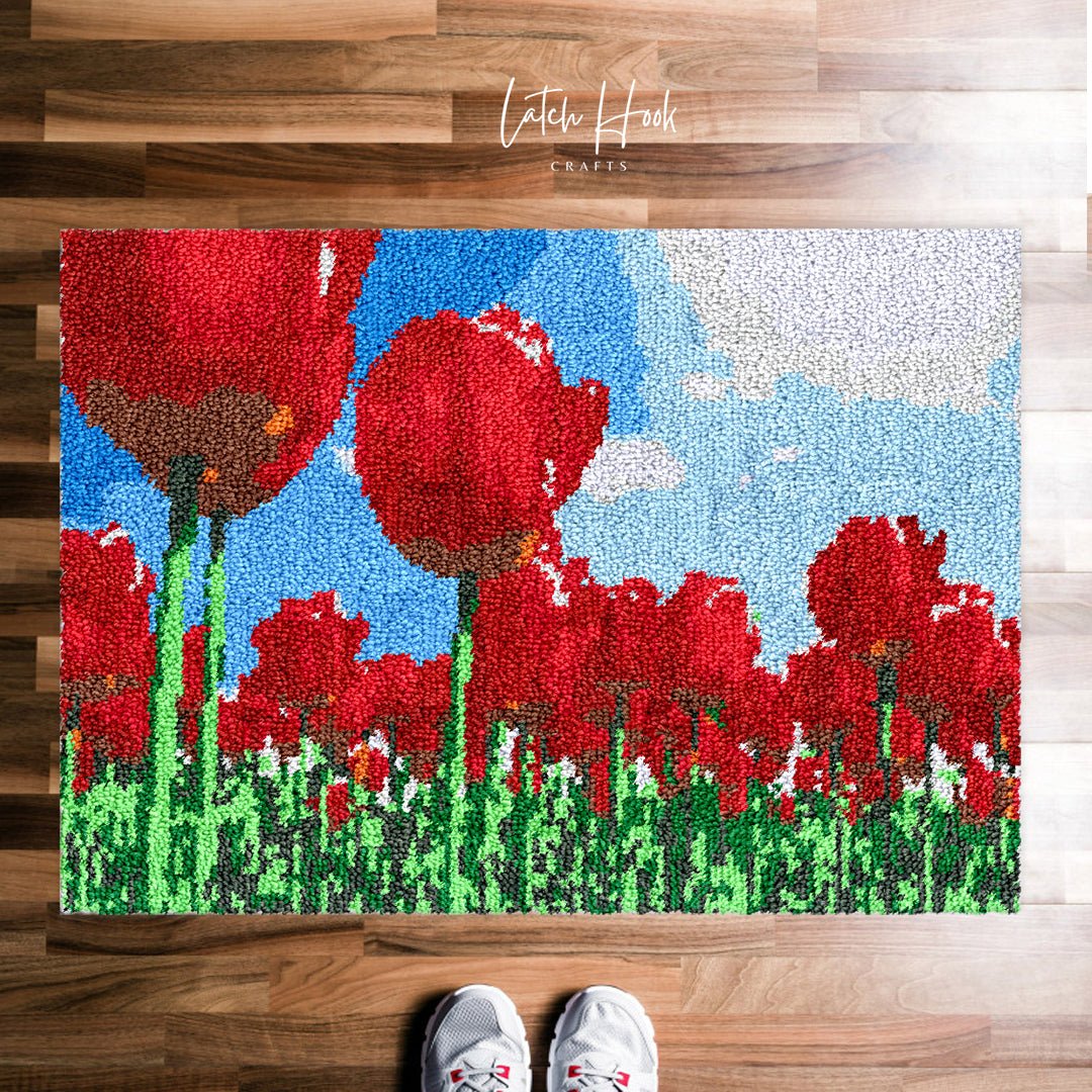 Red Tulips - Latch Hook Rug Kit - Latch Hook Crafts