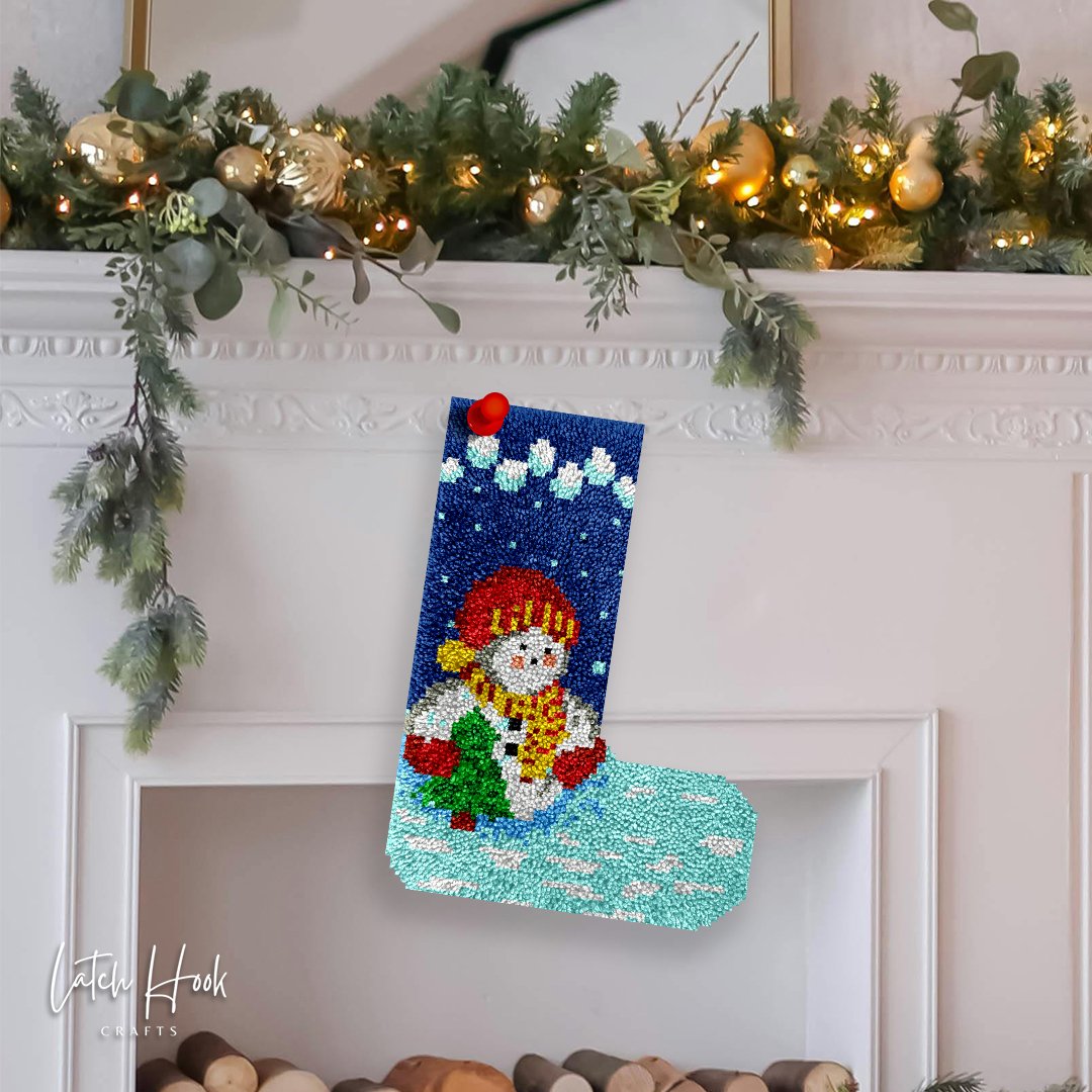 Snowman Trip - Latch Hook Stockings Kit - Latch Hook Crafts