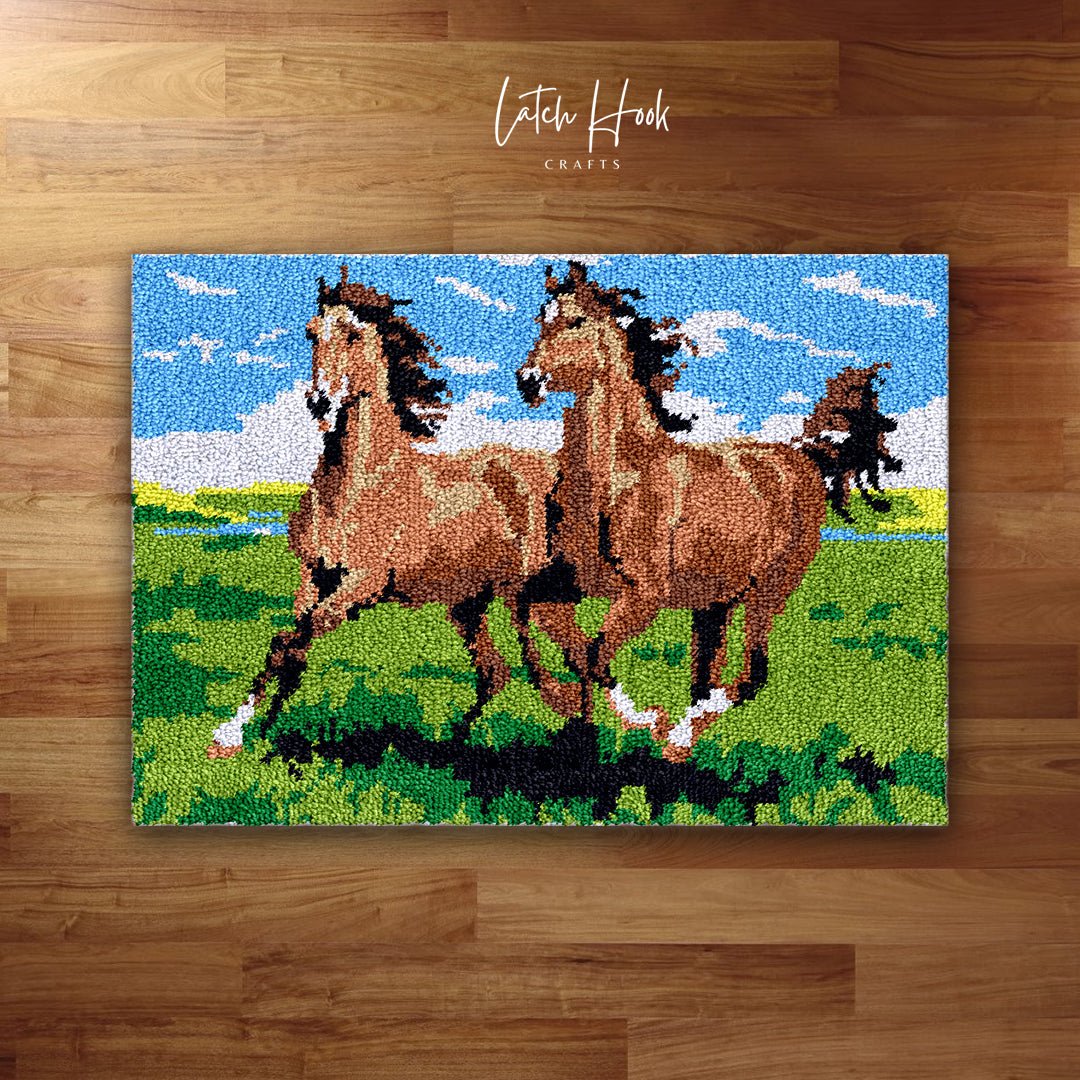 Twin Mares - Latch Hook Rug Kit - Latch Hook Crafts