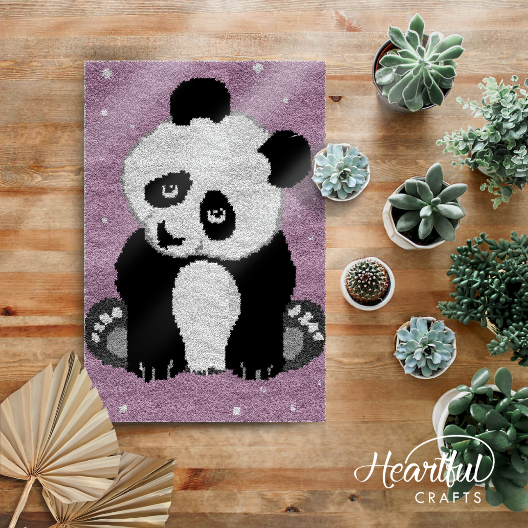 Sleepy Panda Latch Hook Rug by Heartful Crafts