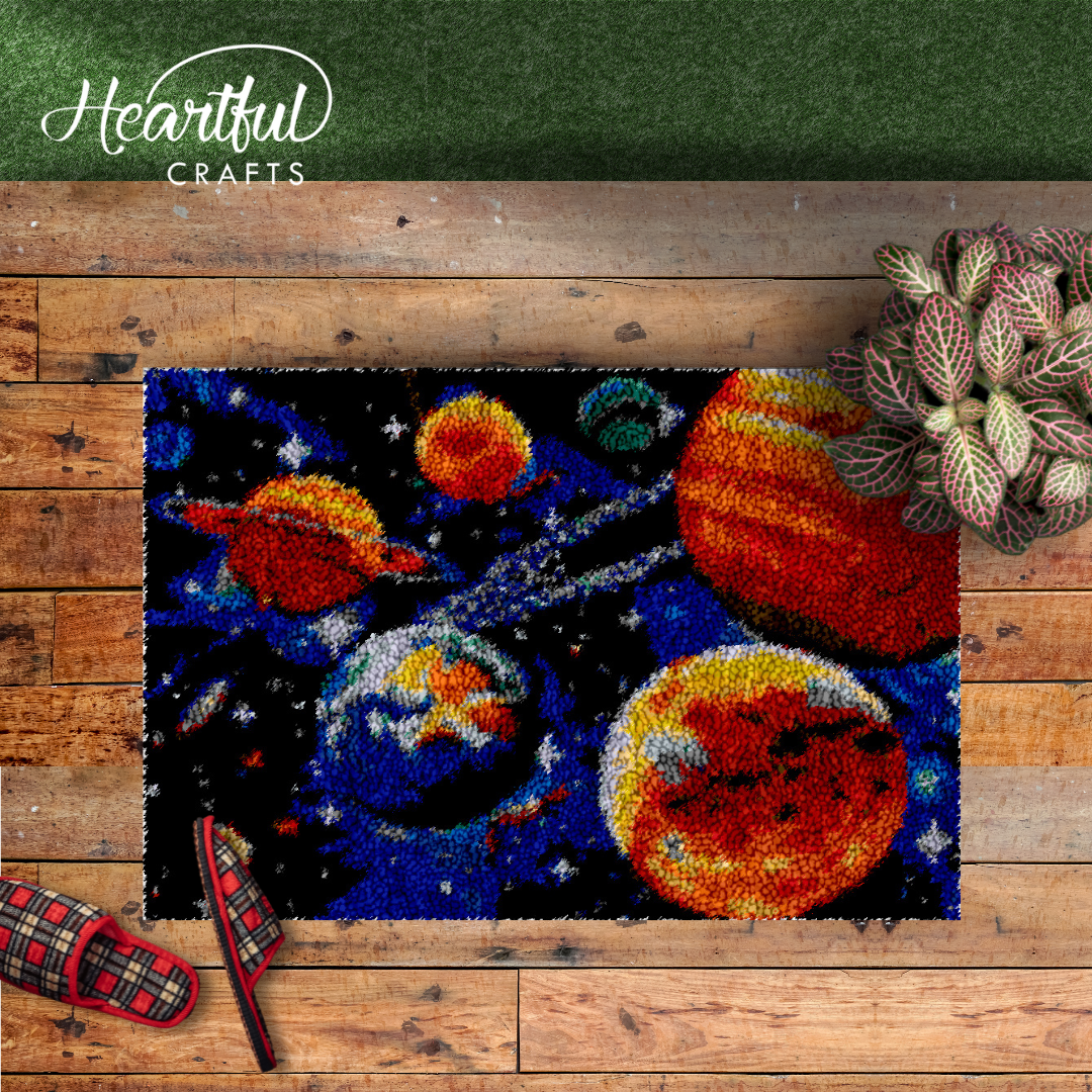 Planetary System DIY Latch Hook Rug Making Kit For Adults – Latch Hook  Crafts