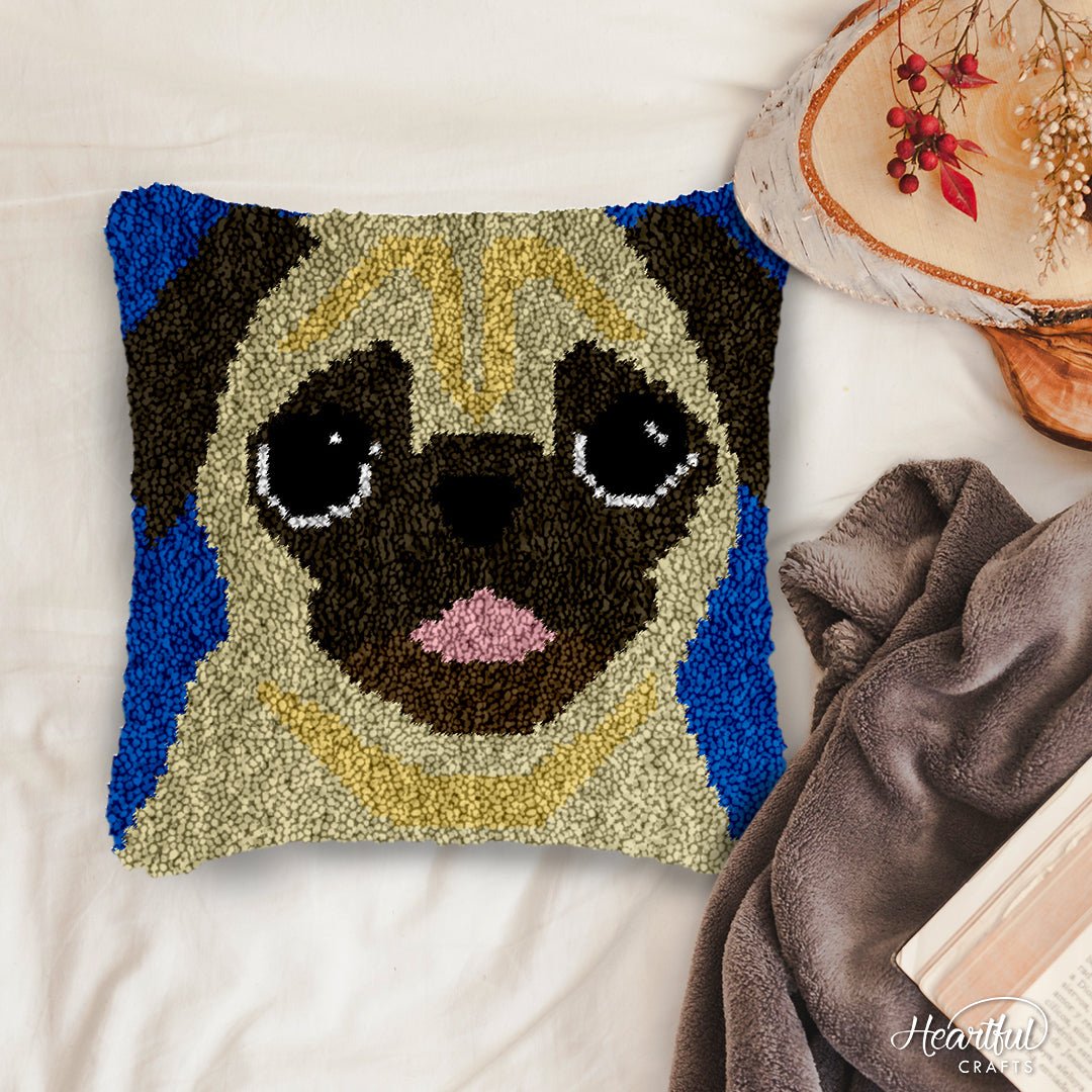 Baby Pug - Latch Hook Pillowcase Kit - Latch Hook Crafts