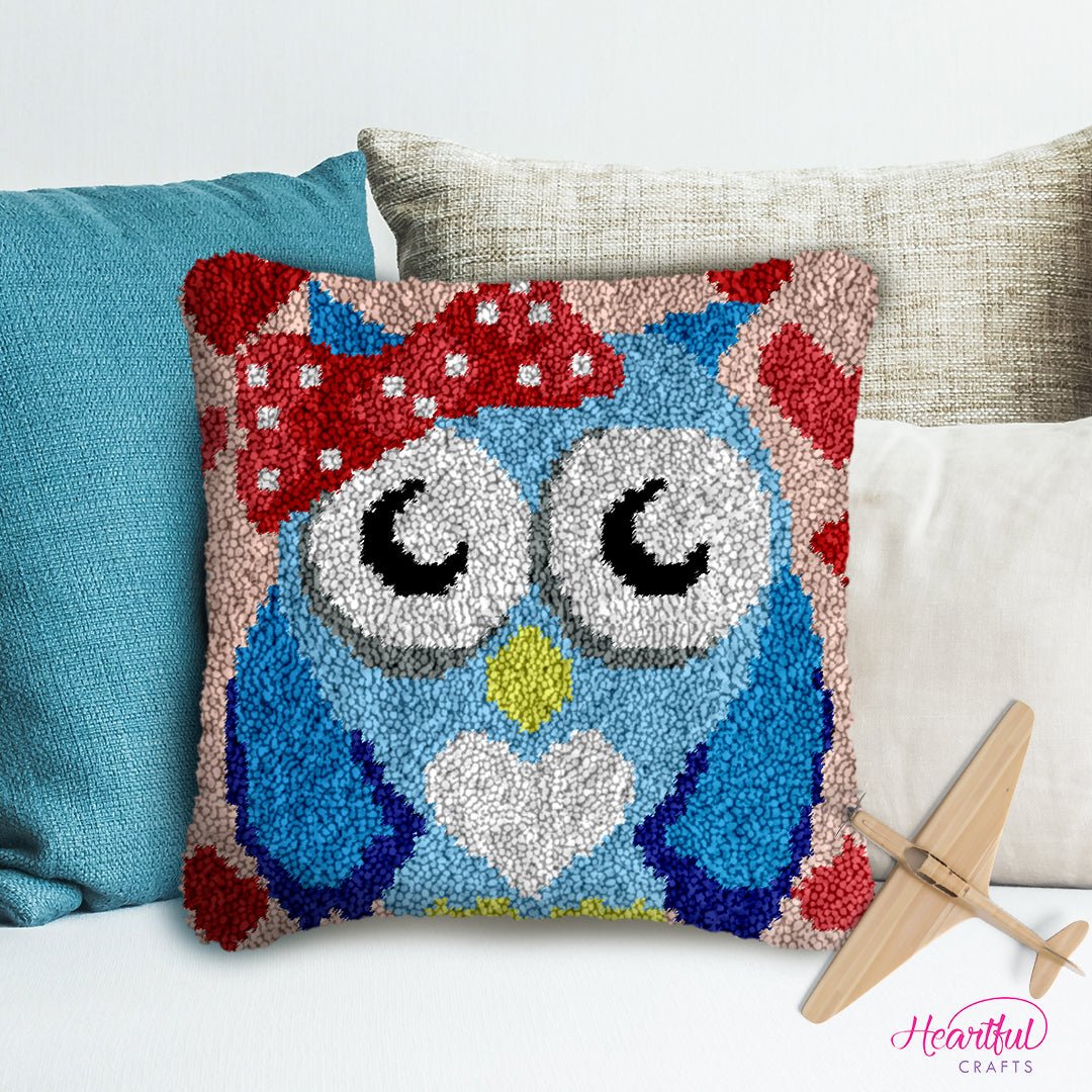 Bowtie Owl - Latch Hook Pillowcase Kit - Latch Hook Crafts