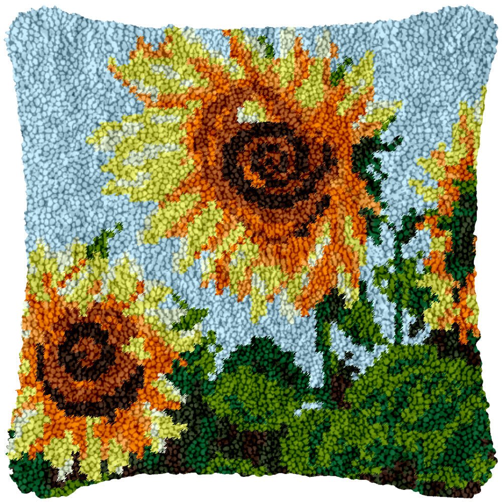 Bright Sunflowers - Latch Hook Pillowcase Kit - Latch Hook Crafts