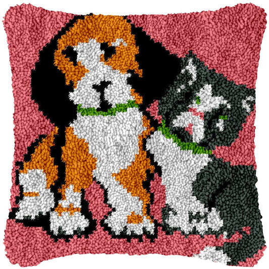 Cat and Dog - Latch Hook Pillowcase Kit - Latch Hook Crafts