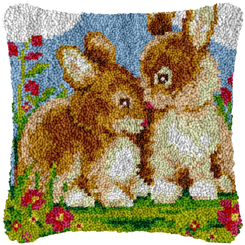 Charming Bunnies - Latch Hook Pillowcase Kit - DIY Latch Hook