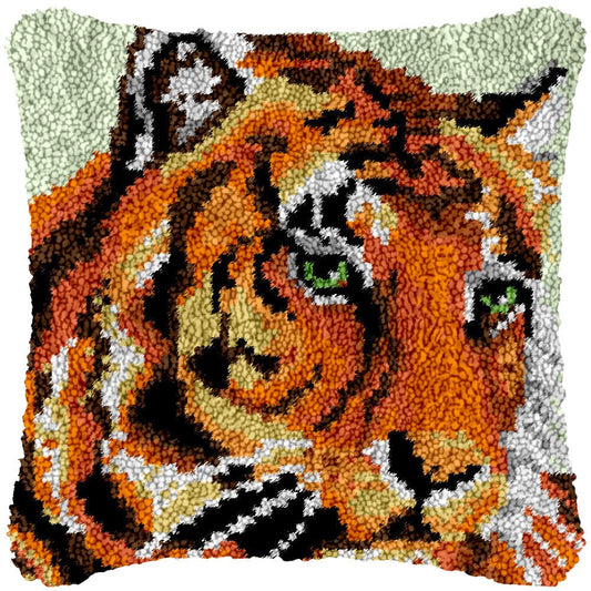 Curious Tiger - Latch Hook Pillowcase Kit - Latch Hook Crafts