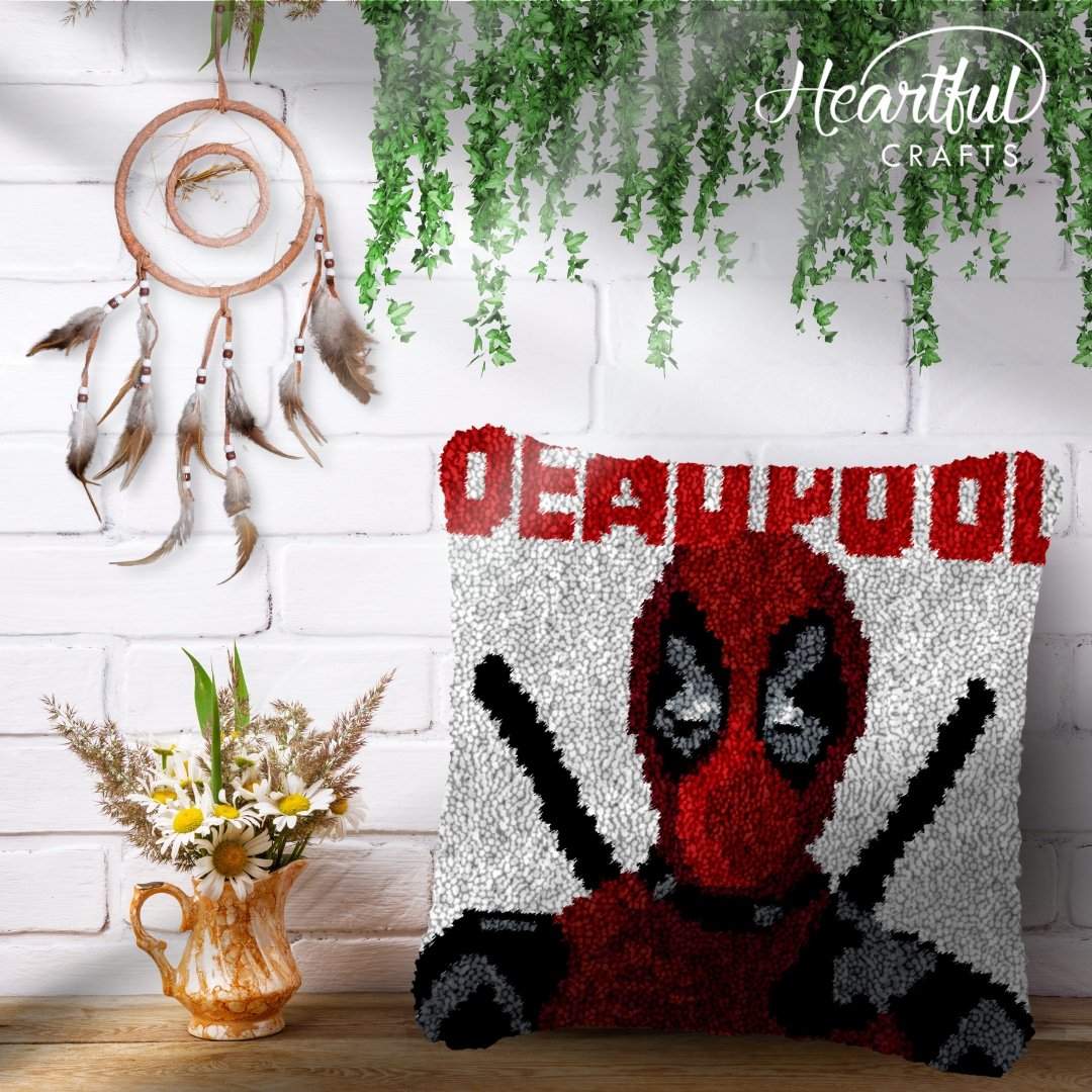 Deadpool DIY Latch Hook Pillowcase Making Kit For Adults Latch Hook Crafts