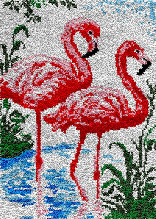 Flamingo Sweethearts - Latch Hook Rug Kit - Latch Hook Crafts