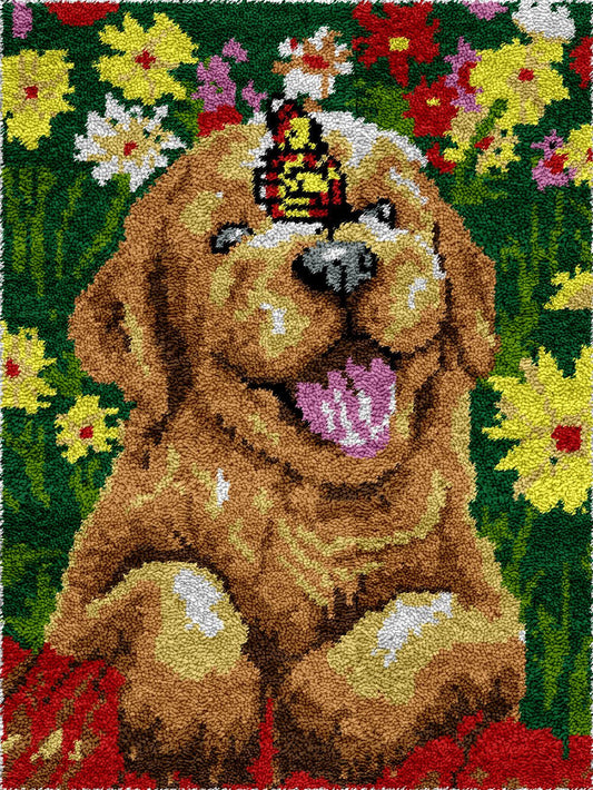 Happy Golden Retriever - Latch Hook Rug Kit - Latch Hook Crafts