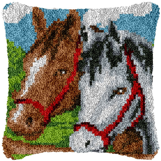 Horsing Around - Latch Hook Pillowcase Kit - Latch Hook Crafts