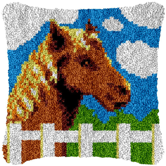 Inquisitive Mare - Latch Hook Pillowcase Kit - Latch Hook Crafts