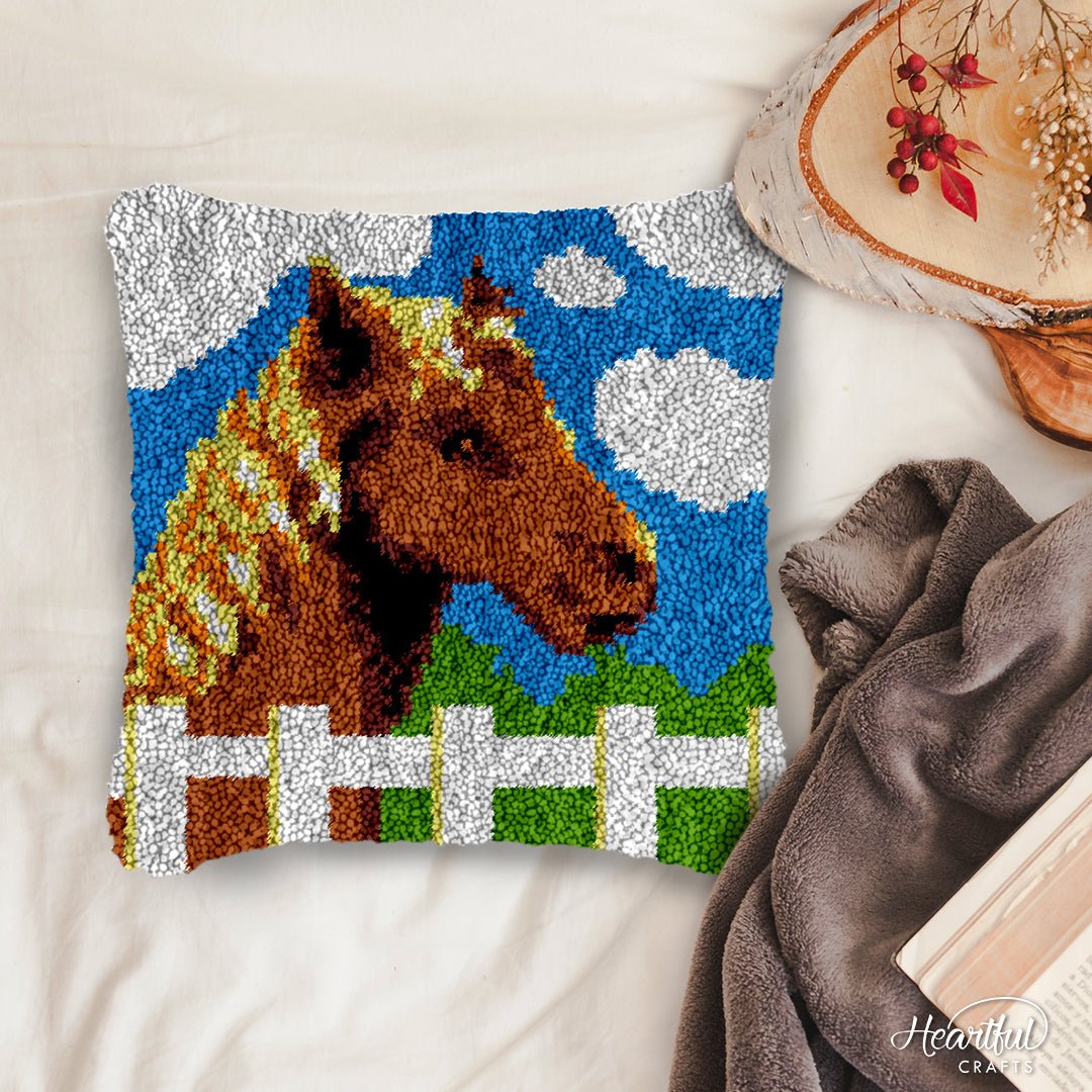 Inquisitive Mare - Latch Hook Pillowcase Kit - Latch Hook Crafts