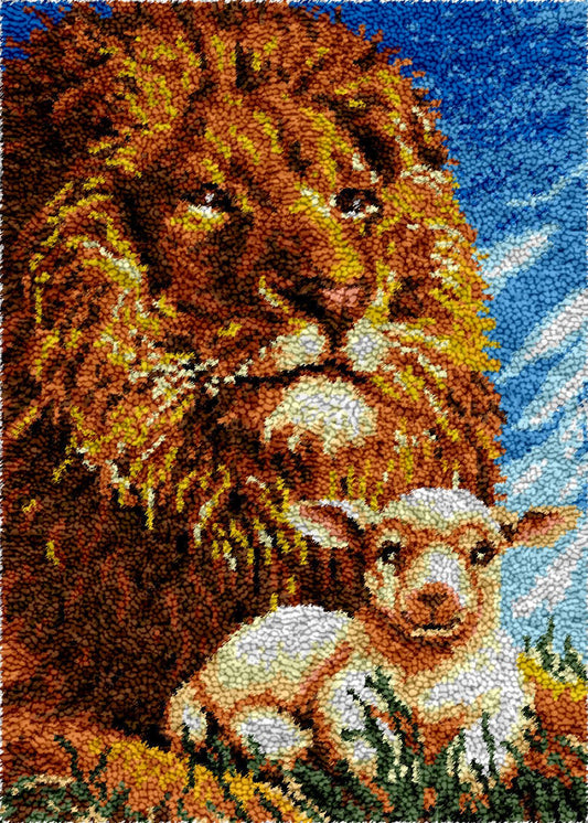 Lion and Sheep - Latch Hook Rug Kit - Latch Hook Crafts
