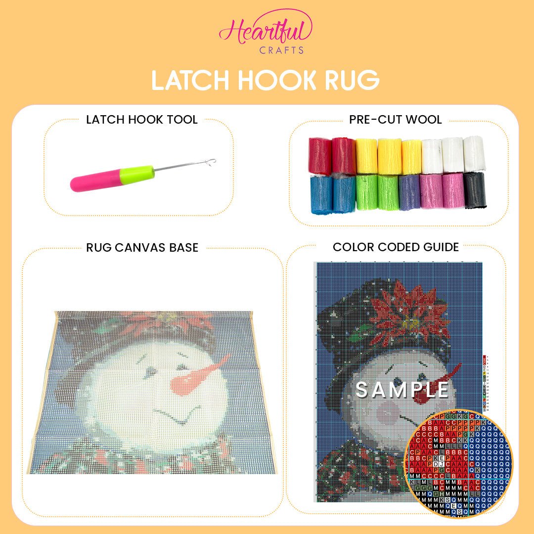 DIY Landscape Latch Hook Embroidery Kits - Beginner Rug Hooking Crafts Kit  with Punch Needle & Yarn