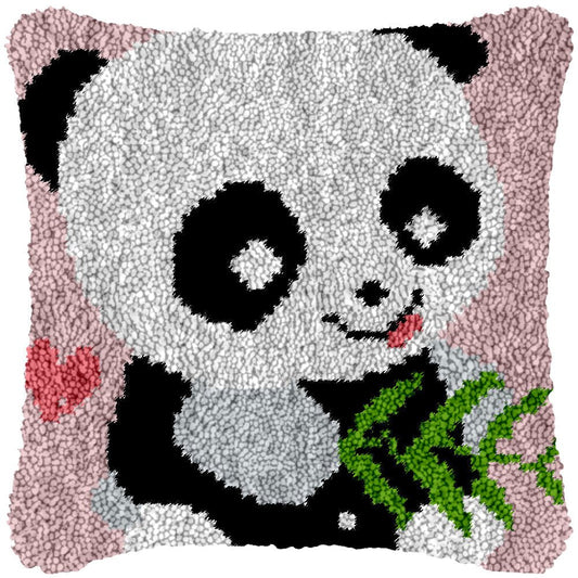 Panda Lunch Time - Latch Hook Pillowcase Kit - Latch Hook Crafts