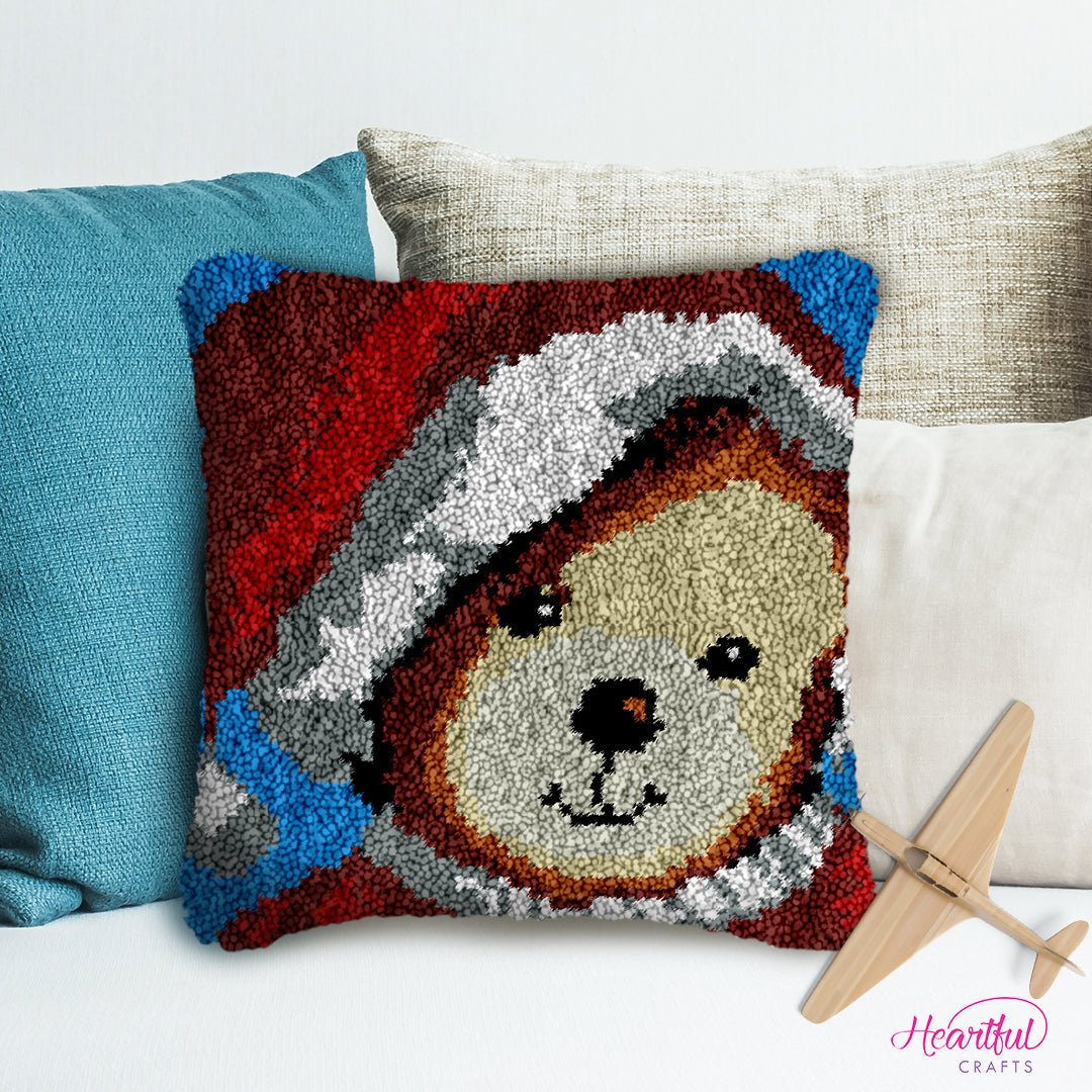 Santa Bear - Latch Hook Pillowcase Kit - Latch Hook Crafts