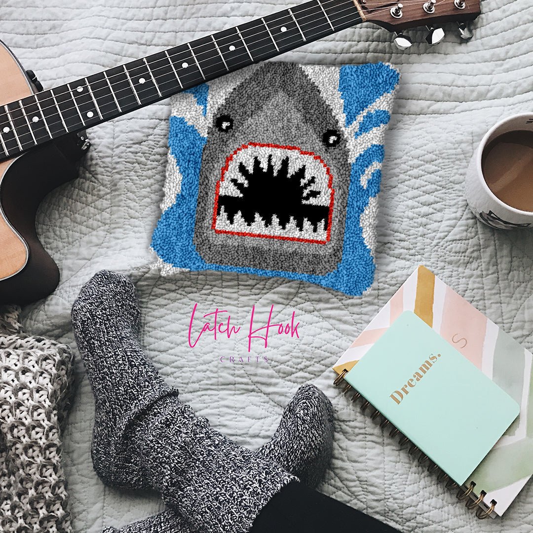 Shark Attack - Latch Hook Pillowcase Kit - Latch Hook Crafts