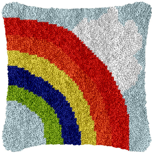 Simple Rainbow and Clouds - Latch Hook Pillowcase Kit - DIY Latch Hook