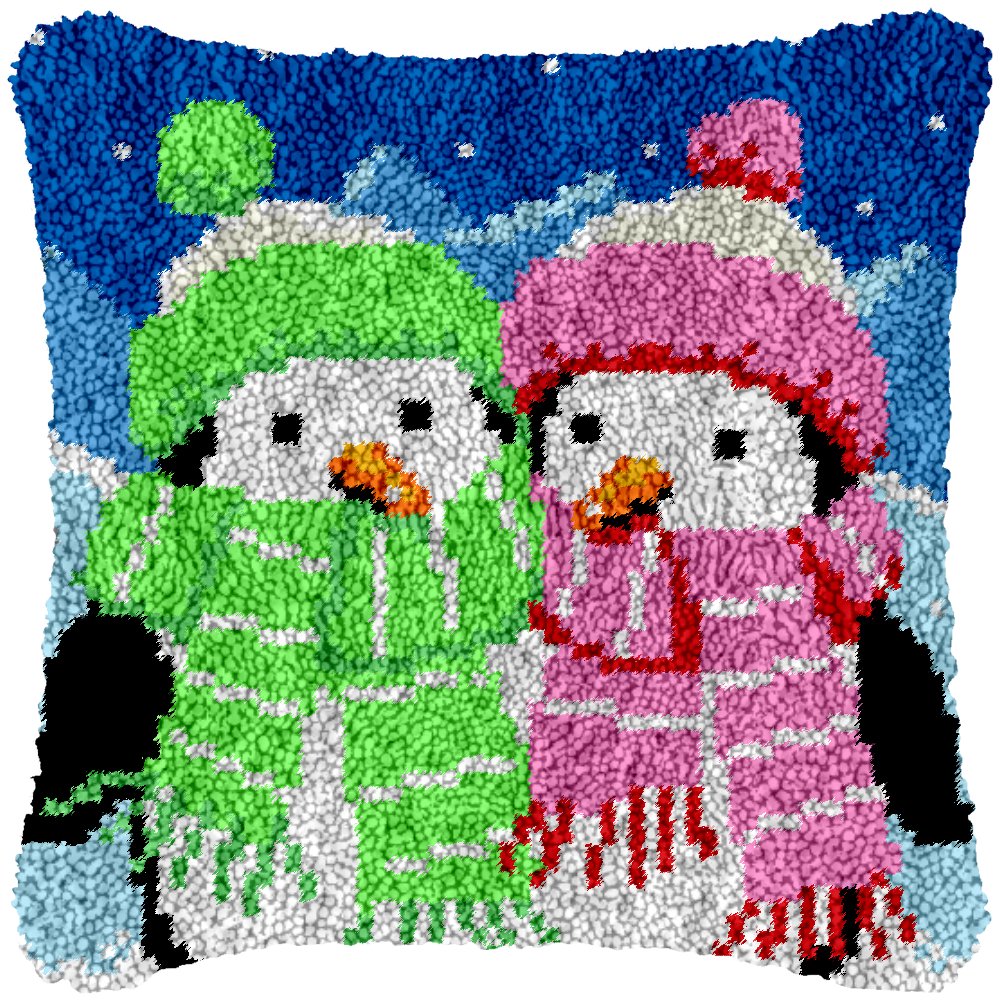 Snuggle Up Penguins - Latch Hook Pillowcase Kit - Latch Hook Crafts