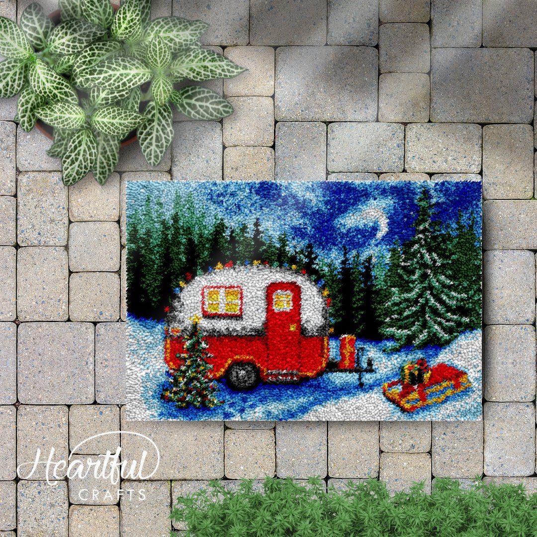 Winter Camper - Latch Hook Rug Kit - Heartful Crafts | DIY Latch Hook