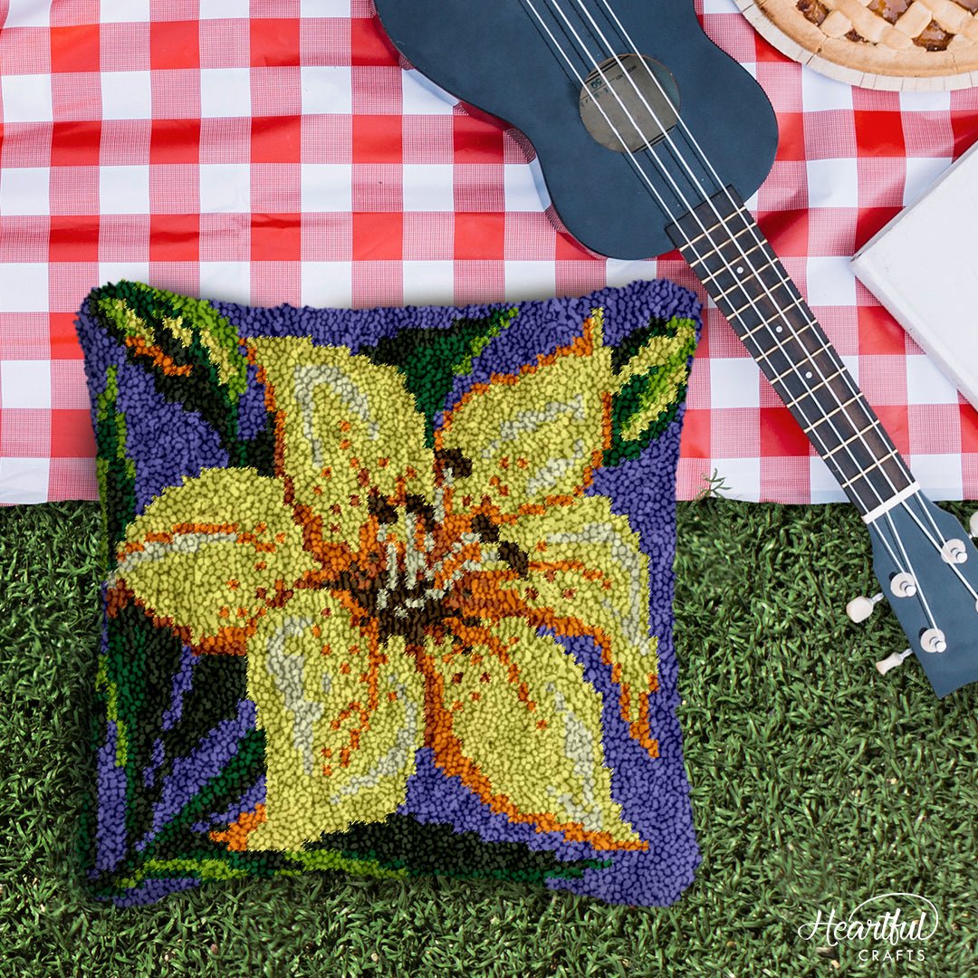 Yellow Lily - Latch Hook Pillowcase Kit - Latch Hook Crafts